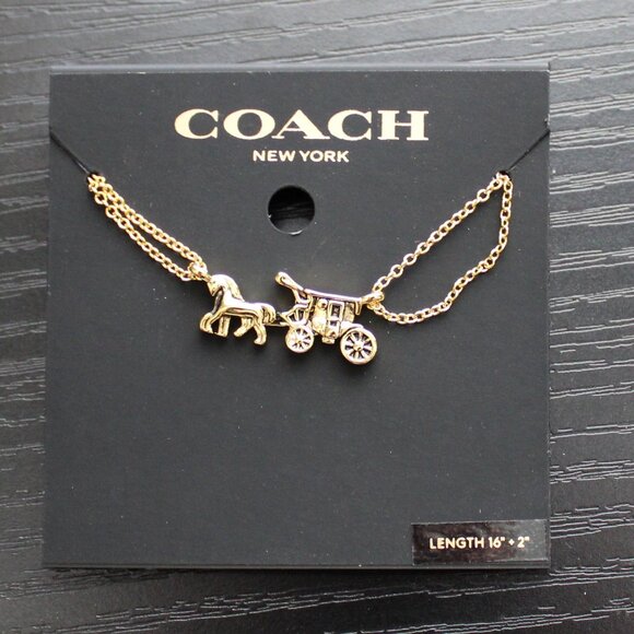 Coach Horse And Carriage Double Chain Necklace - Picture 2 of 4